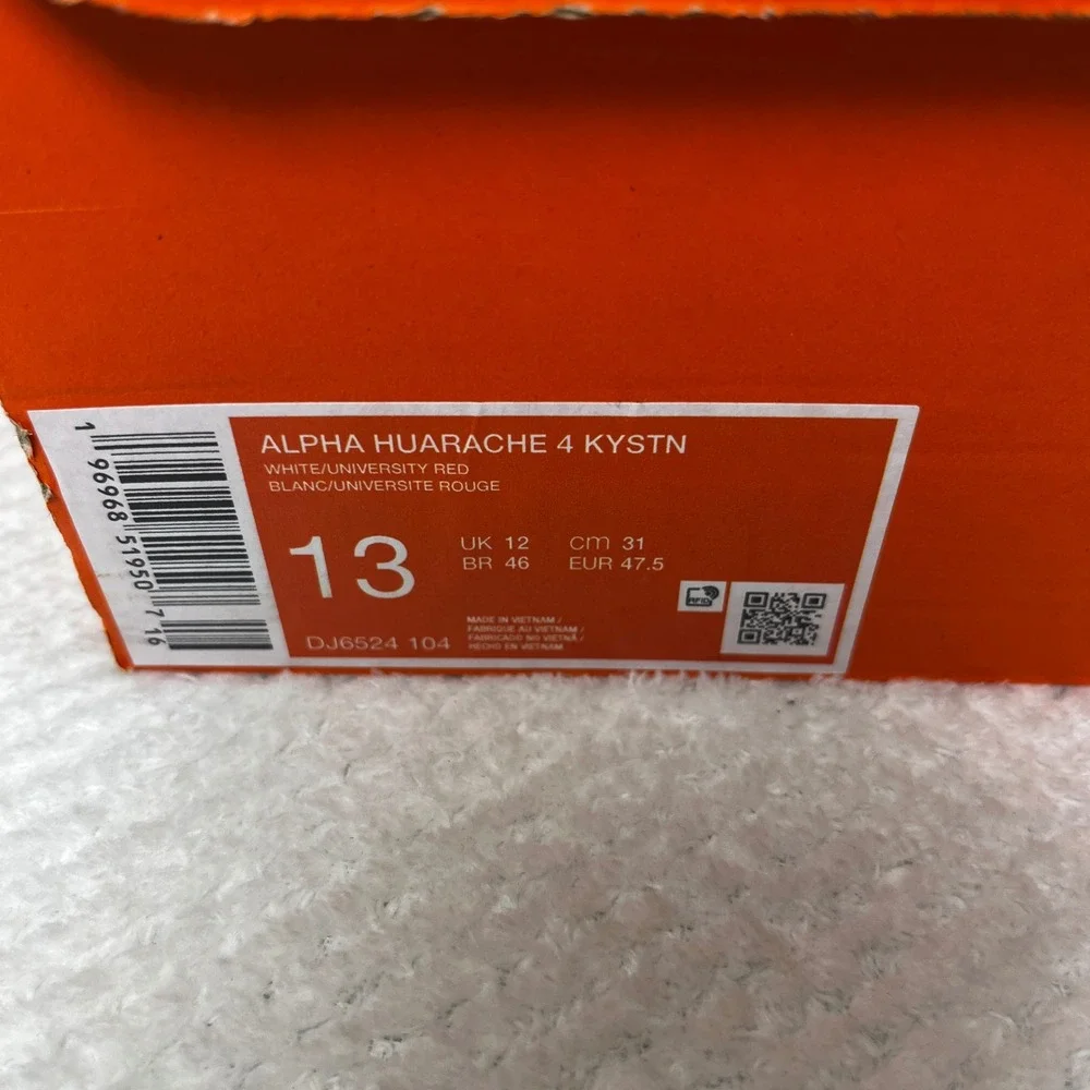 Nike Alpha Huarache Kystn Baseball Cleats White/University Red DJ6524-104 Men's